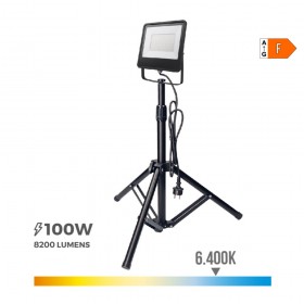 Foco proyector led con tripode 100w 6400k