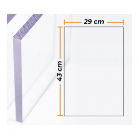 Placa policarbonato transparente 4mm - 29x43cm.